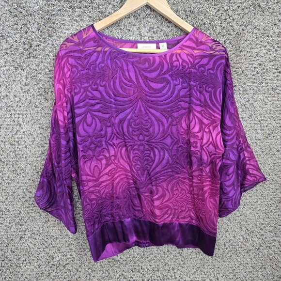 Chico's Tops - Chicos Top Womens 0 US Small‎ Purple Sheer Burnout Blouse Lightweight Ladies